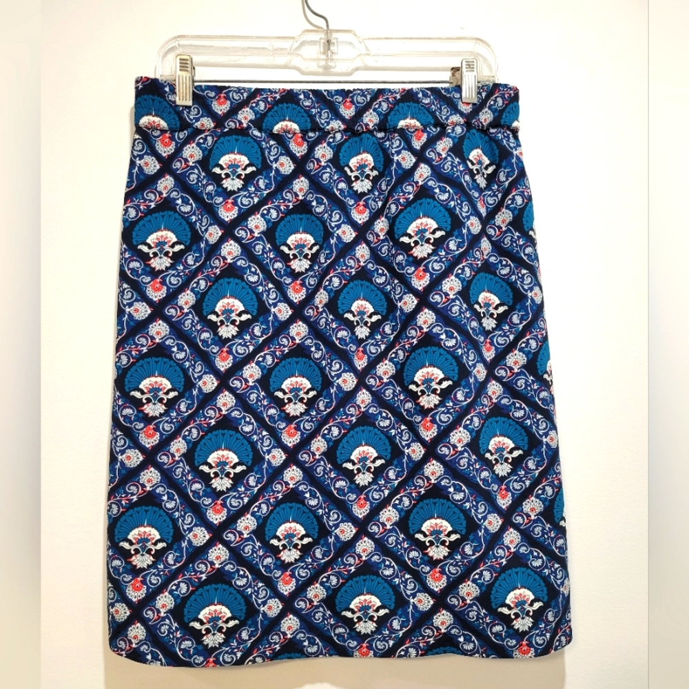 Loft Blue Patterned Skirt With Drawstring - image 2